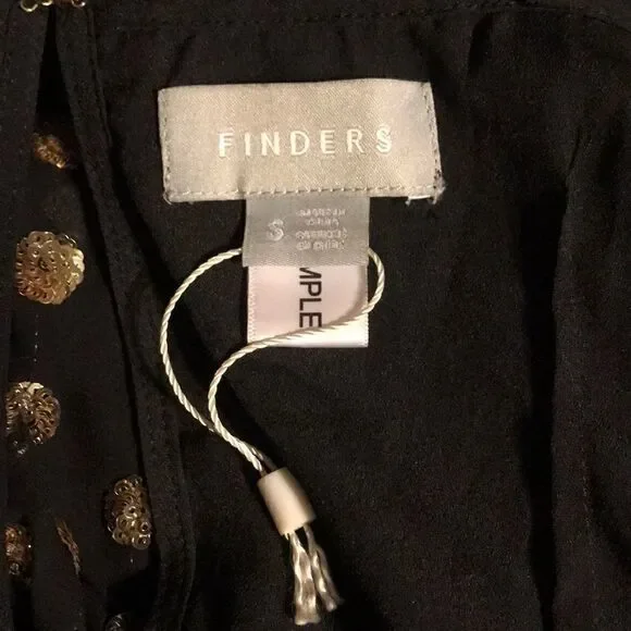 Finders Keepers Black Gold Sheer Sequined Dress S - Picture 8 of 8